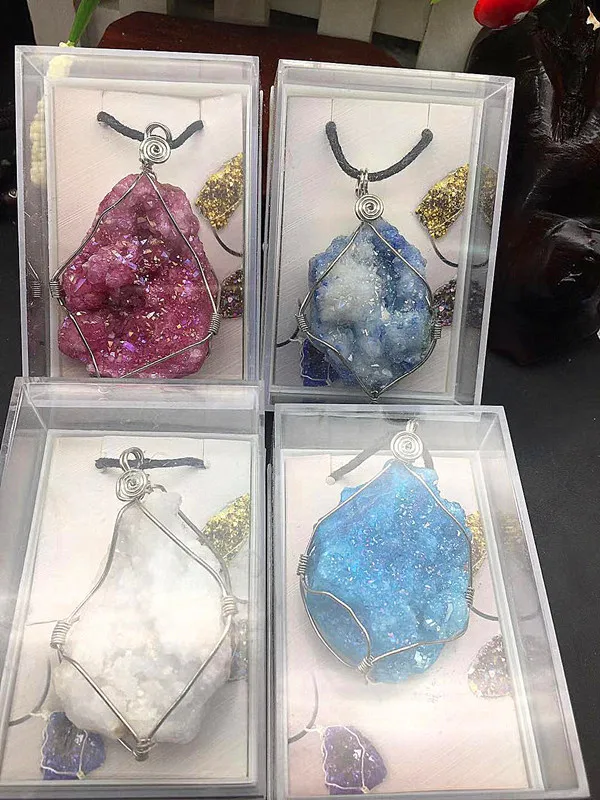 4 шт. красивый натуральный Ангел ореол Кристалл образец с подвеской камень