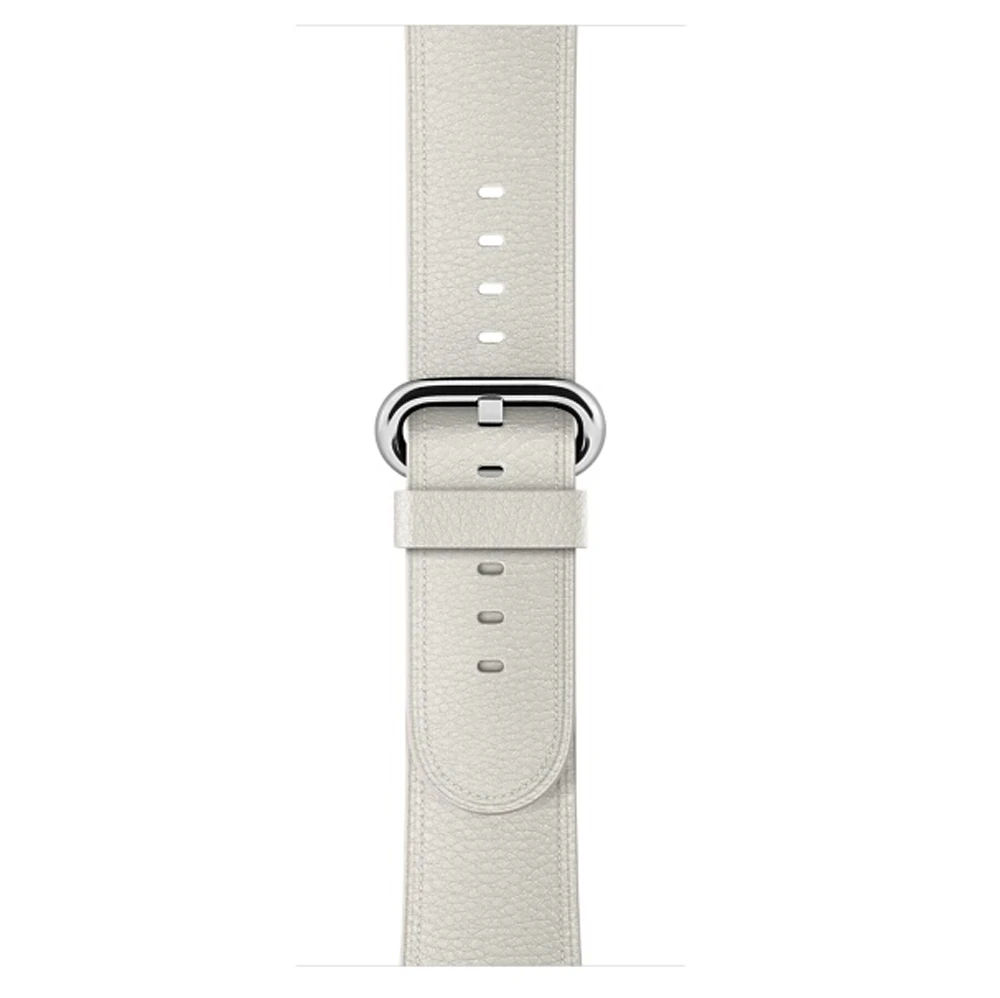 White Ремешок из натуральной кожи для Apple Watch 42 мм 38 мм 40 мм 44 мм, умный ремешок для часов iwatch серии 4 3 2 1, браслет из стали с классической пряжкой - Цвет ремешка: White