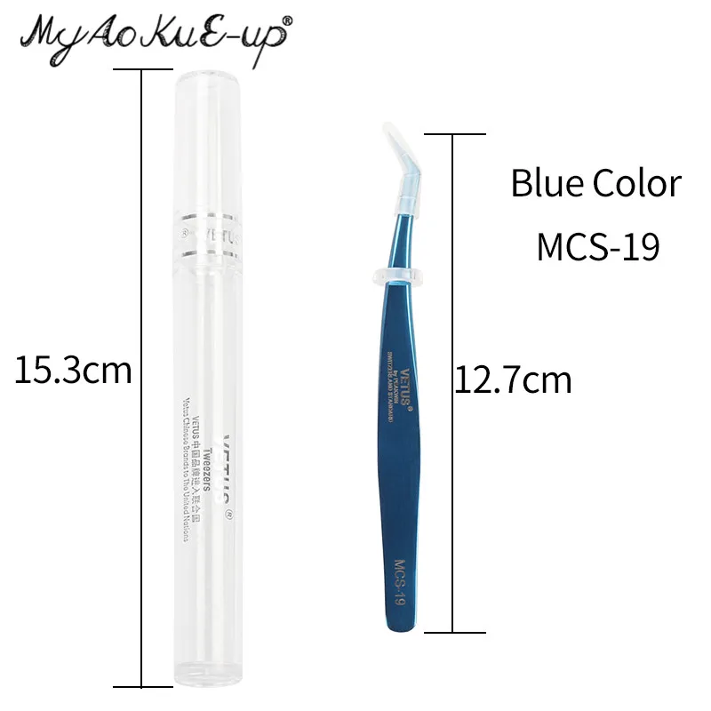 Mcs 19 blue Новая серия MCS Премиум Пинцет норковые ресницы удлинение качество ультра тонкий высокая точность нержавеющая сталь антистатические пинцеты - Цвет: Mcs 19 blue