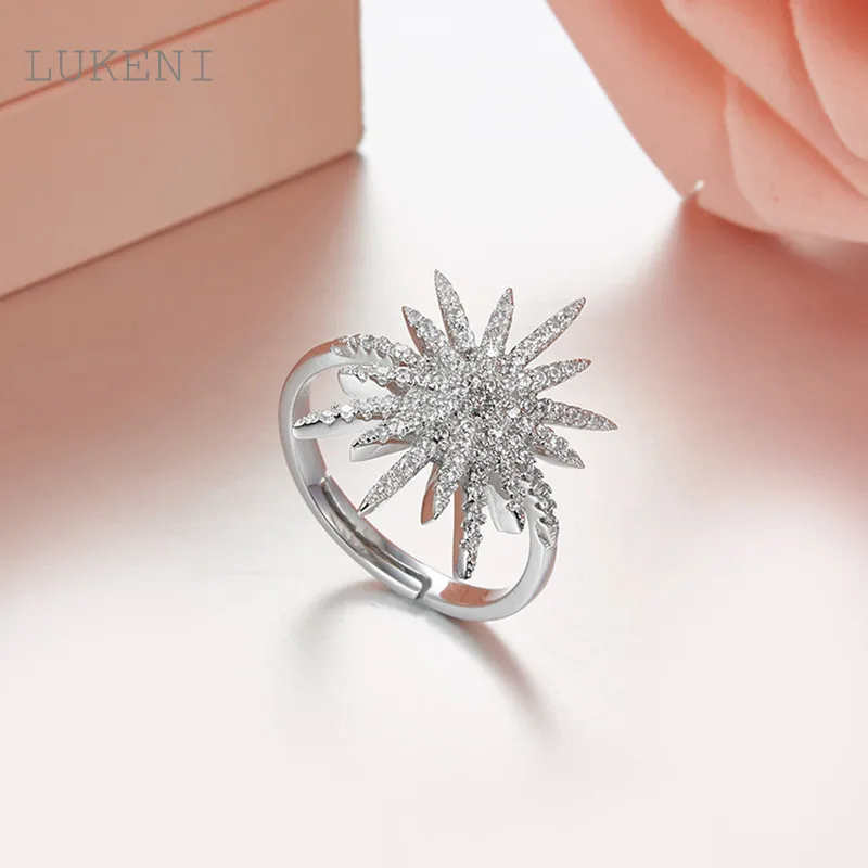 LUKENI, дизайн, индивидуальная Мода для женщин, S925 серебро, инкрустация цирконием, регулируемые кольца со звездами, ювелирные изделия, аксессуары