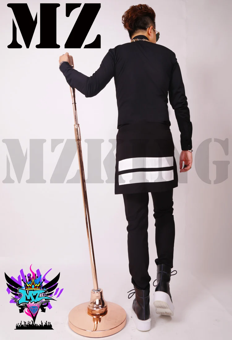 S-4xl 2021 Men Fashion New Singer Dj Club Exobiology Spell Slim Shirt Black And White Apron Mens Trousers Costumes Formal Dress | Мужская