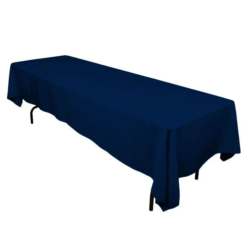 Navy Meijuner атласная Скатерть двойной сшитый край 145 см x 304 см прямоугольная скатерть однотонный циферблат Чехлы для свадебных банкетов - Цвет: Navy