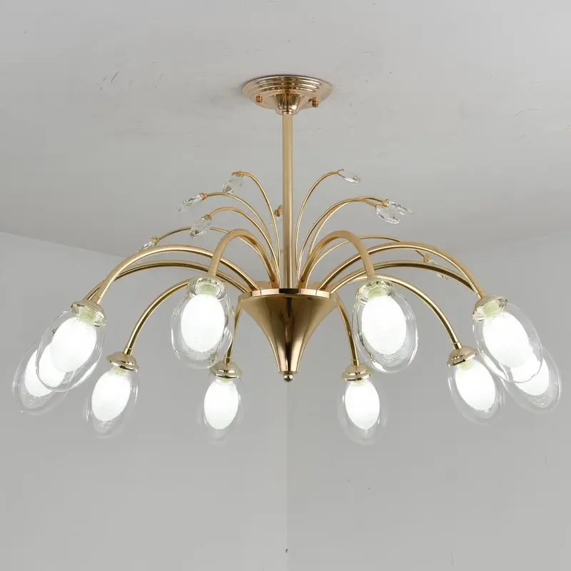 10 lights D86 H56cm Золотой светильник, хрустальная светодиодная люстра, домашний декор, светильник ing, современная гостиная, кухня, спальня, лампа, блестящее стекло, металл, G9 - Цвет абажура: 10 lights D86 H56cm