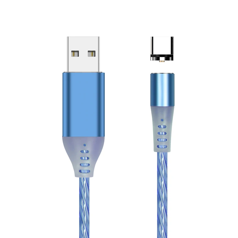 KingFriend Магнитный светодиодный светильник USB кабель передачи данных для быстрой зарядки зарядное устройство Micro USB кабель type C кабель для Xiaomi huawei iphone X - Цвет: Blue USB 1 Plug