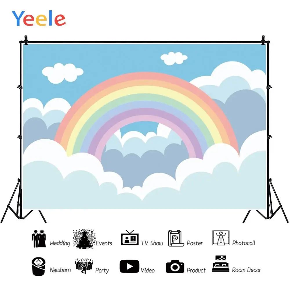 Yeele Радуга голубое небо белые облака красочные фотографии фоны индивидуальные фотографические фоны для фотостудии