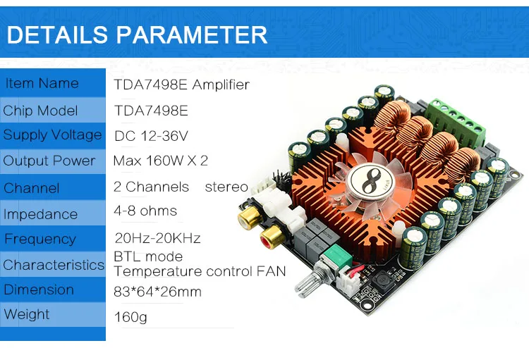 TZT TDA7498E цифровой усилитель мощности плата 2,0 HIFI стерео высокой мощности 160 Вт* 2 Поддержка BTL220W DC12V-36V