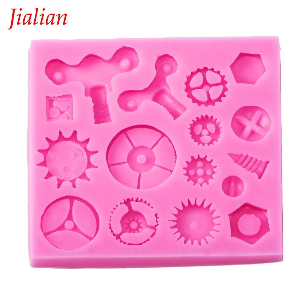 Jialian Gears &amp gearwheel Fondant silicone moulds Chocolate Baking Tools for Cakes decoration FT-0576 | Дом и сад