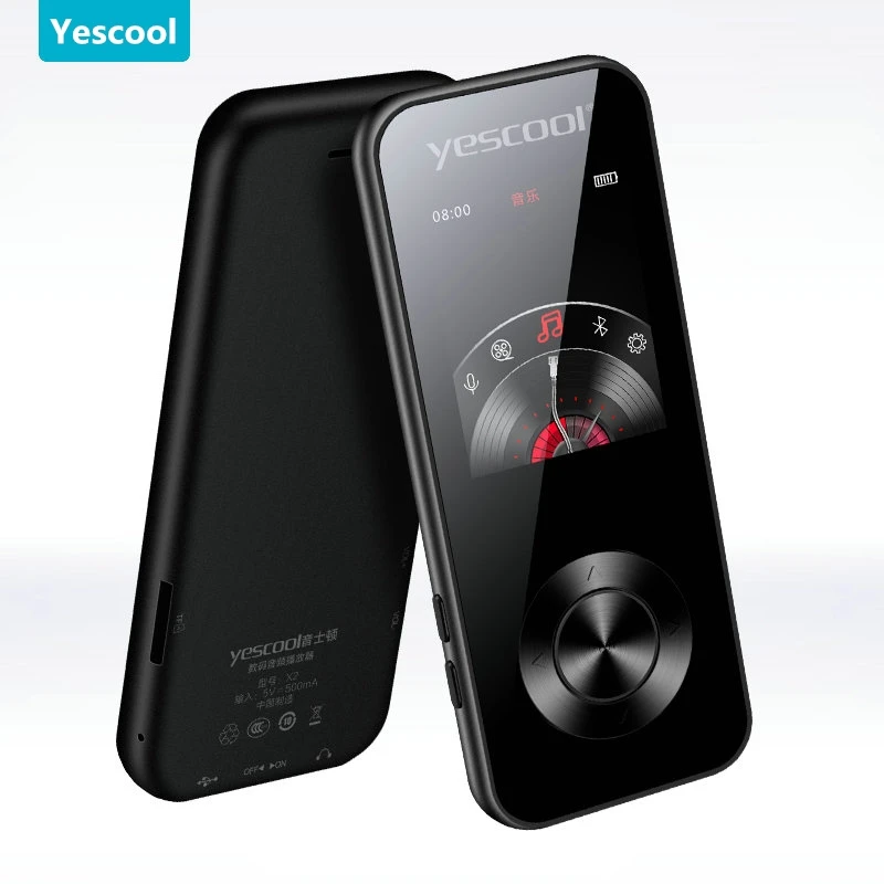 Черный Yescool X2 mp4 музыкальный плеер Поддержка динамик Видео Воспроизведение FM радио Запись голоса обзор изображения электронная книга будильник walkman - Цвет: Черный