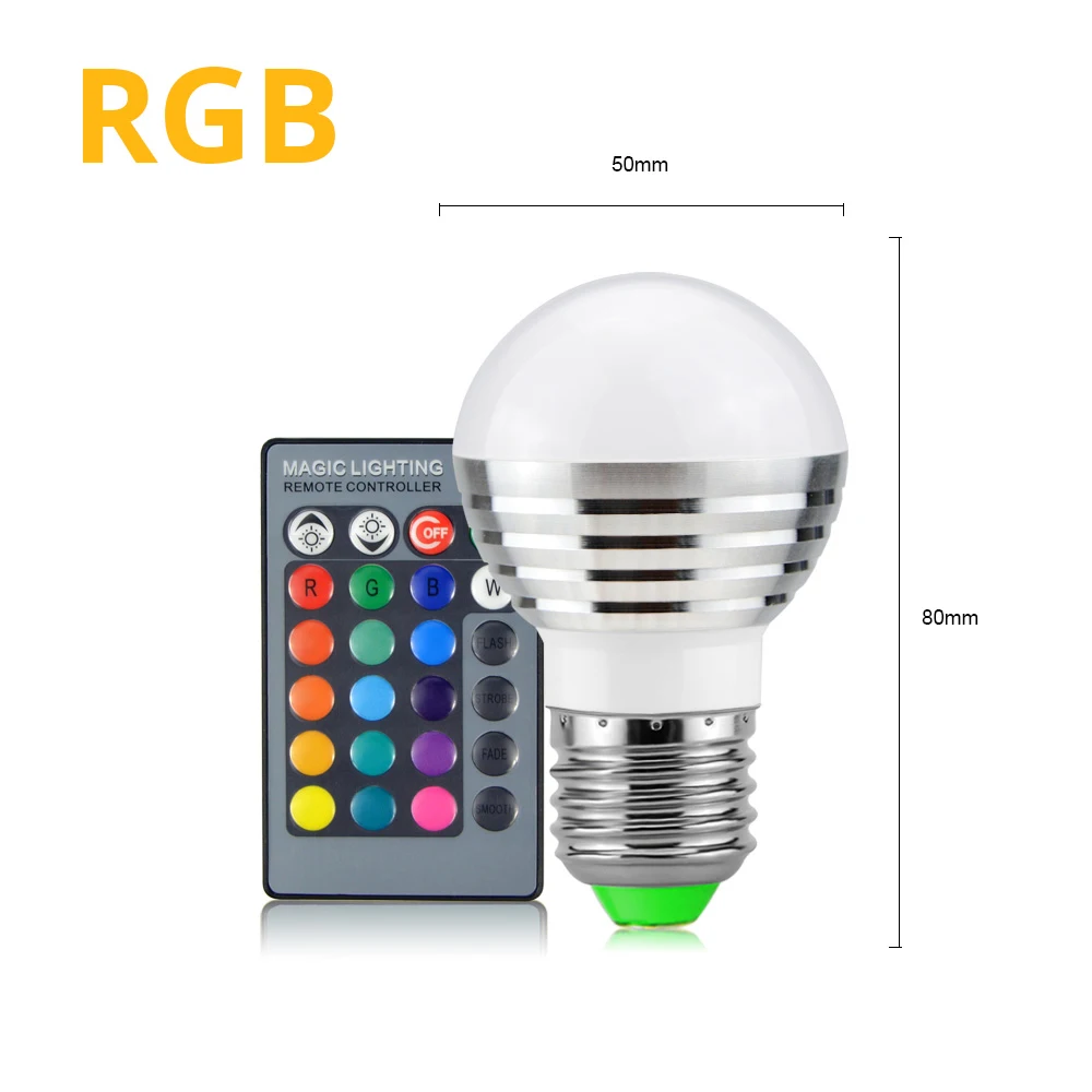 Remote RGB Bluetooth 4,0 с регулируемой яркостью Светодиодная RGB Лампочка 15 Вт AC85-260V Беспроводной Magic светодиодный лампа освещение для сцены музыки приложение Smart Life домашнего освещения E27-E14 - Испускаемый цвет: Remote RGB