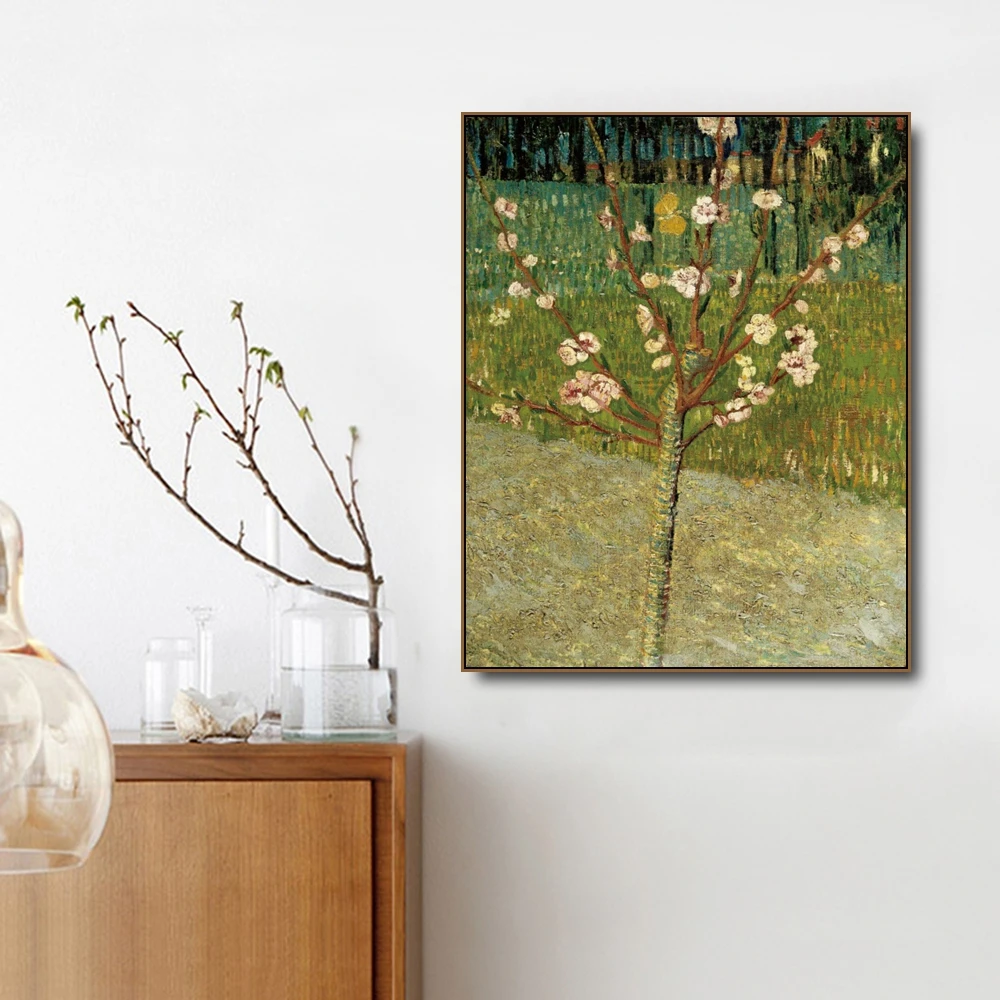 

Laeacco Canvas Art《Almond tree》Oil Painting Van Gogh Poster Art Picture Wall Decor Modern Home Living room Decoration