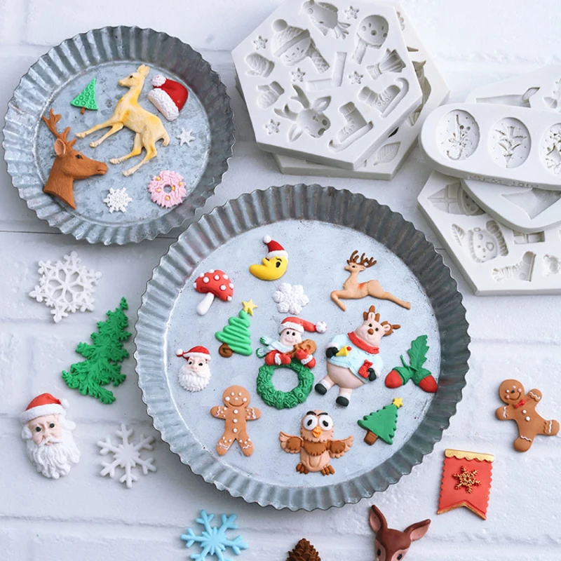 Рождественская серия силиконовая форма для помадки инструмент украшения тортов