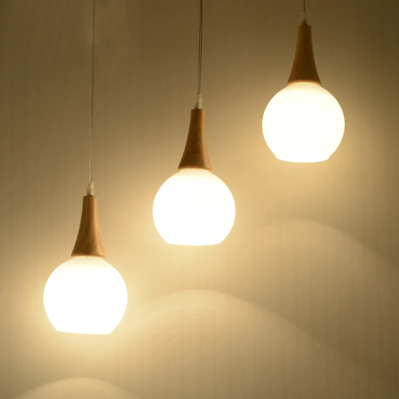 

Nordic Restaurant Bar Glass Chandelier wooden American country simple creative personality retro Cafe Chandelier