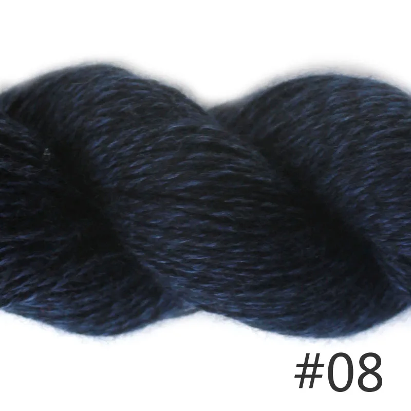 08 Blue Black Пряжа Lotus Mimi Plus цвет пряжи#01-33 натуральная норка вискоза Шерсть смешанная с кашемиром Детская Мягкая ручная вязка - Цвет: 08 Blue Black