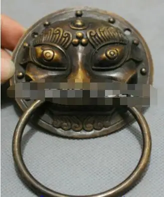 Китай Бронза собирает FengShui голова льва маска статуя ворда злые ворота дверной
