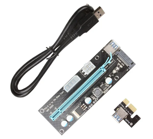 Светодиодный экран VER 009 S PCI E Express Riser card Черный удлинитель с USB 3 0 6pin SATA для Майнинг