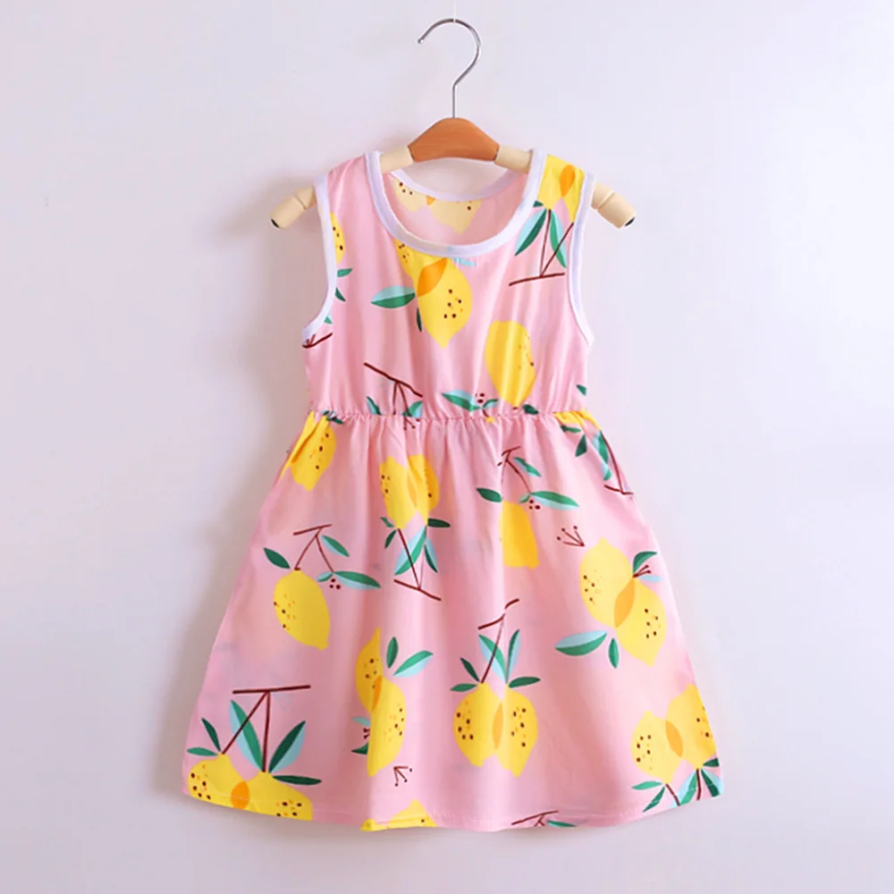 Floral Fashion Girls Dresses Sleeveless Summer Kids Cute High Quality O-neck Dress | Детская одежда и обувь