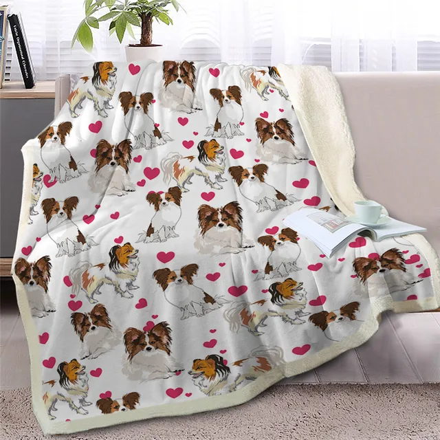 BlessLiving French Bulldog Sherpa Blanket for Beds Cartoon Dog Soft Throw Blanket Animal Puppy Bedspreads Heart Bedding Dropship 2