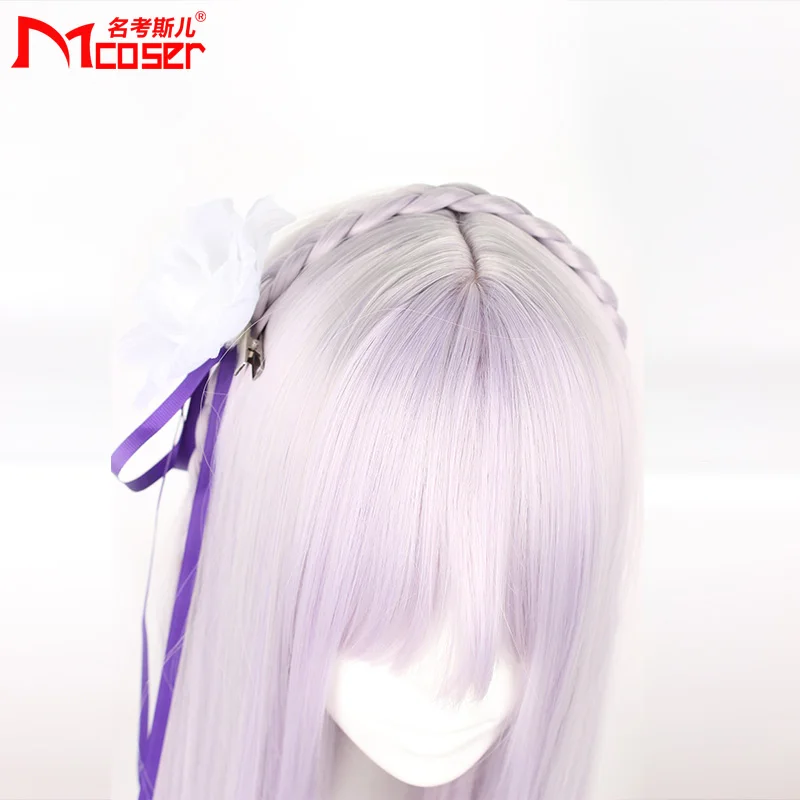 MCOSER 90 см Длинные прямые парик Синтетический светильник фиолетовый цвет Высокая температура волокна волос WIG-618A