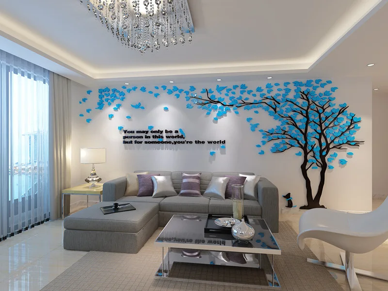 Light Blue RIGHT Большой 3D DIY акриловый зеркальный стикер на стену s арт Настенная Наклейка для украшения дома наклейки для гостиной диван ТВ фон обои - Цвет: Light Blue RIGHT