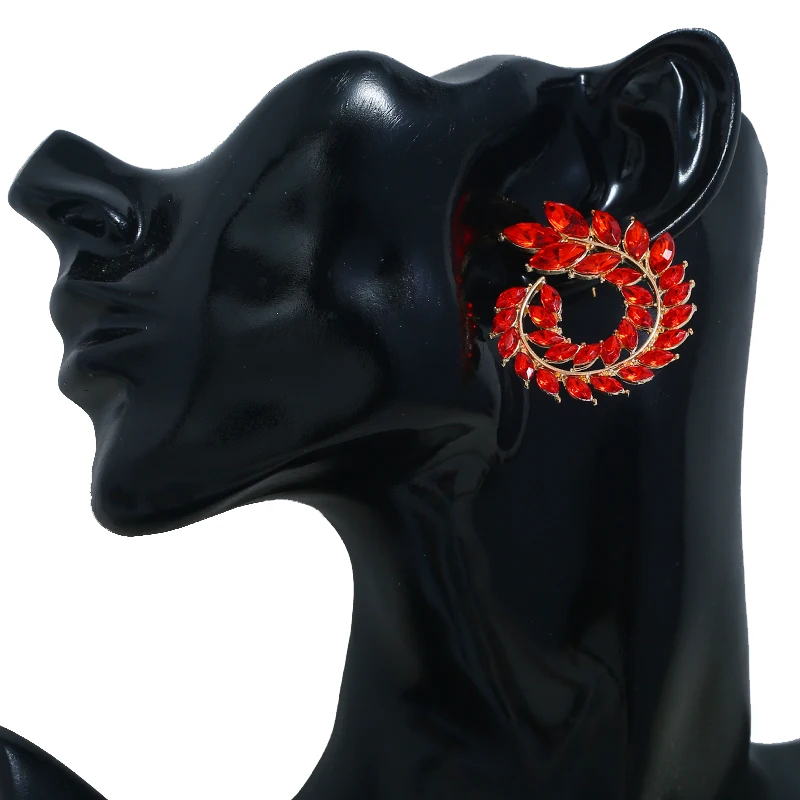 Женские серьги в виде листьев с блестящим кристаллом модные украшения для