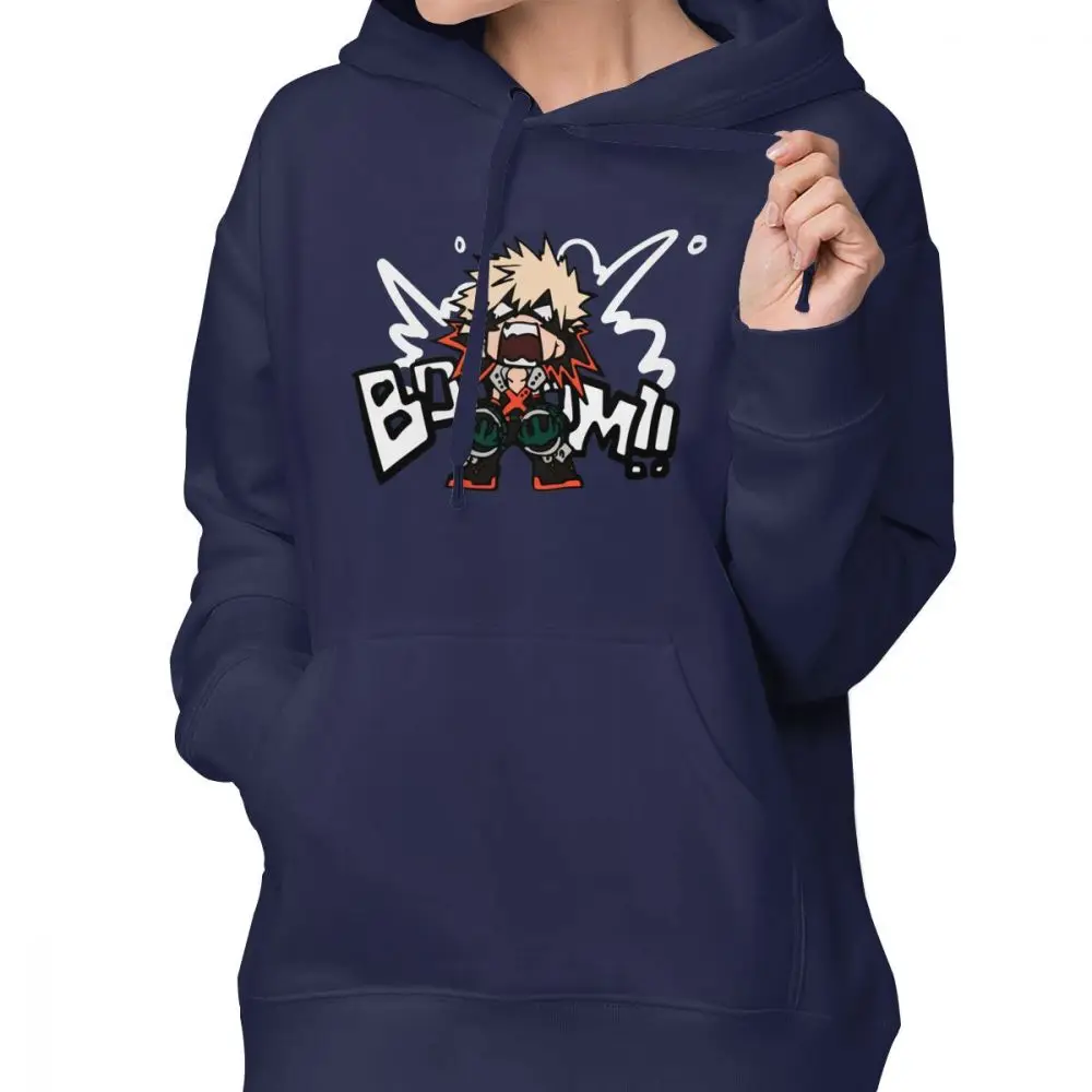 Otaku толстовка с капюшоном My Hero Academy Katsuki Bakugo-BOOOM, милые толстовки с длинным рукавом, Женская графическая уличная одежда, пуловер с капюшоном - Цвет: Тёмно-синий