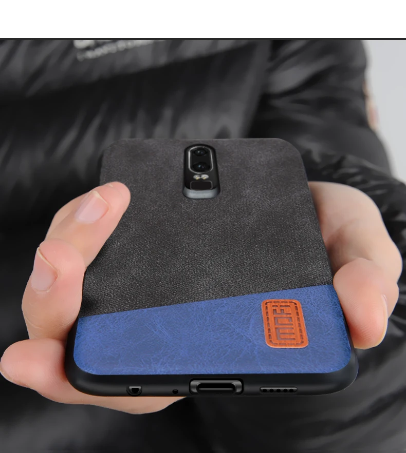 Oneplus 6 чехол MOFI One Plus 6 задняя крышка кожаный чехол для 1+ 6 мягкий силиконовый край Полный чехол для OP6 чехол 6,28''