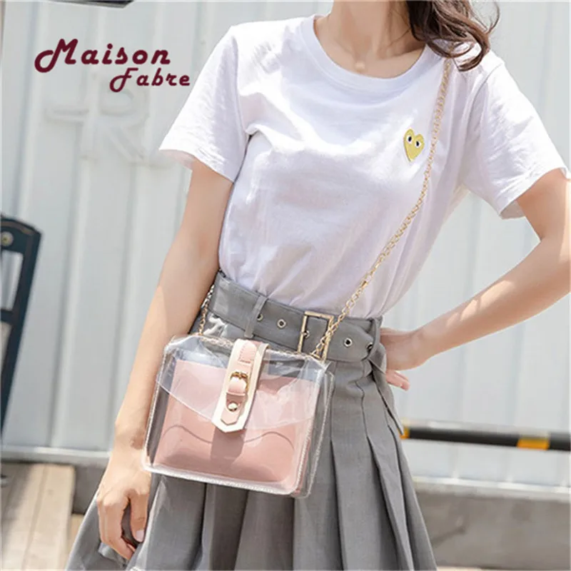 Прозрачные ПВХ сумки на плечо женские сумочки и ярких цветов однотонные