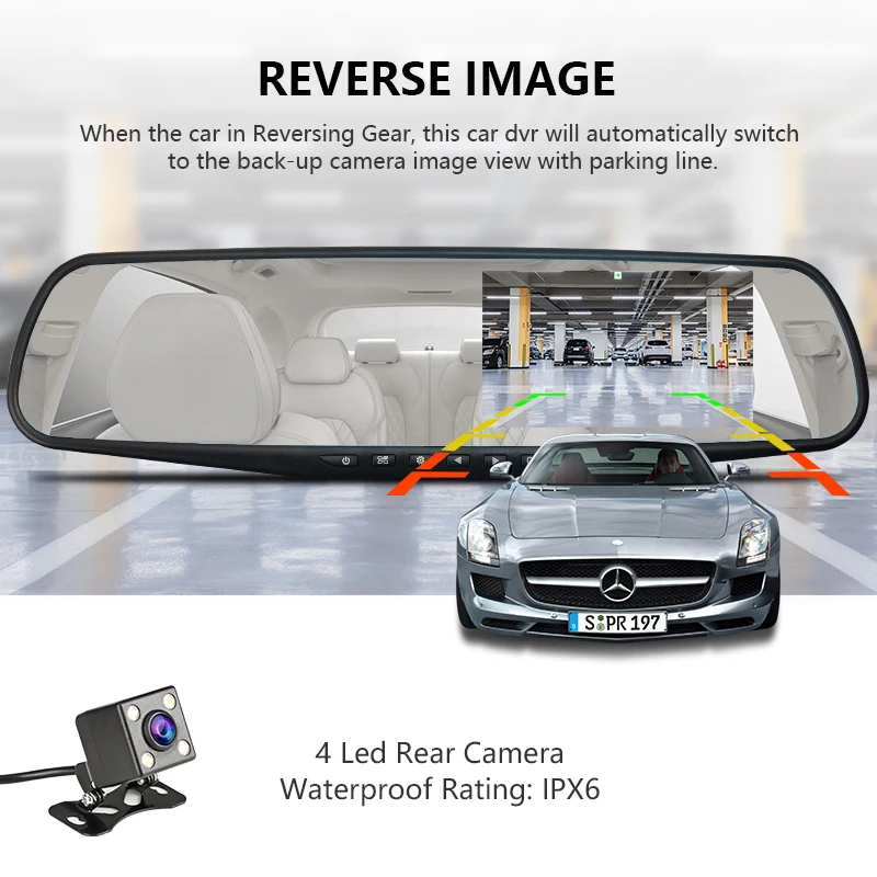 Jansite Автомобильный dvr двойной объектив Автомобильная камера FHD 1080 P дисплей Белое