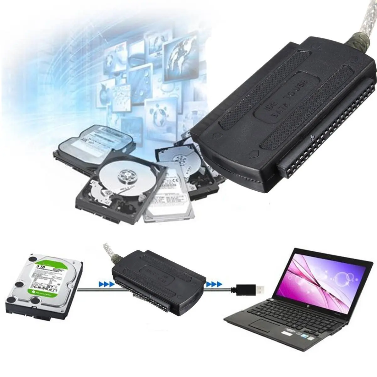 USB 2 0 Male to IDE SATA 5 &quot3 5&quot конвертер адаптер кабель жесткого диска HDD черный|ide sata