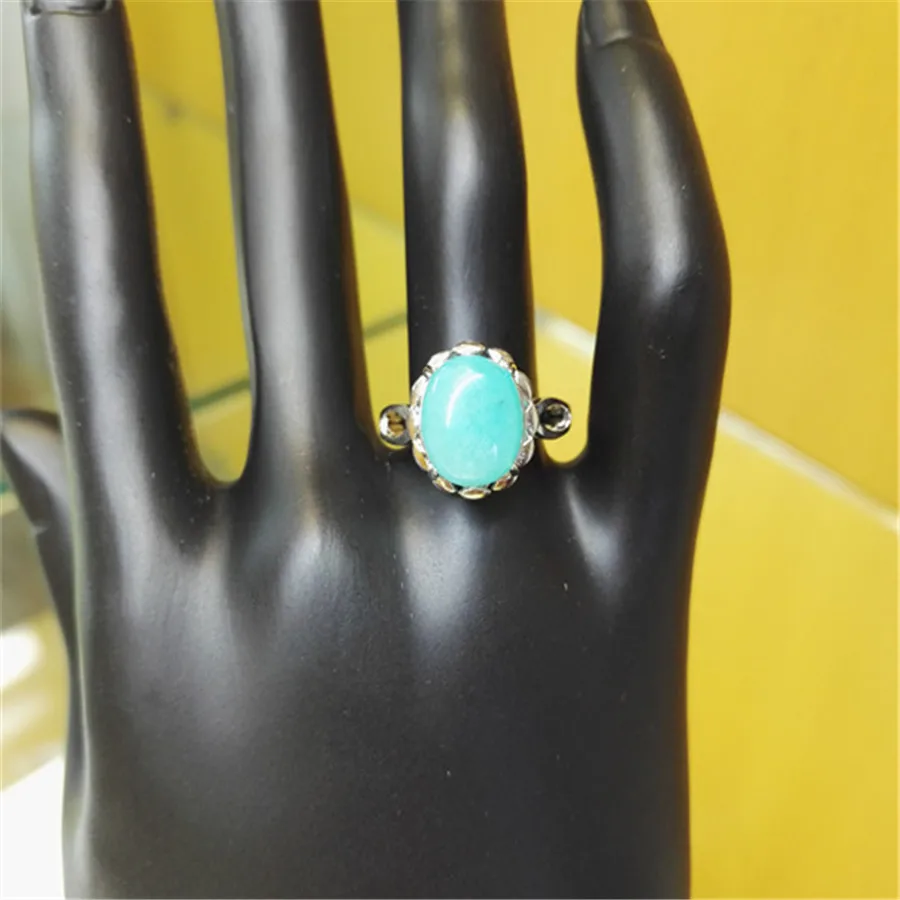 Подлинная зеленый Амазонит Природный камень кольца для женщин мужчин