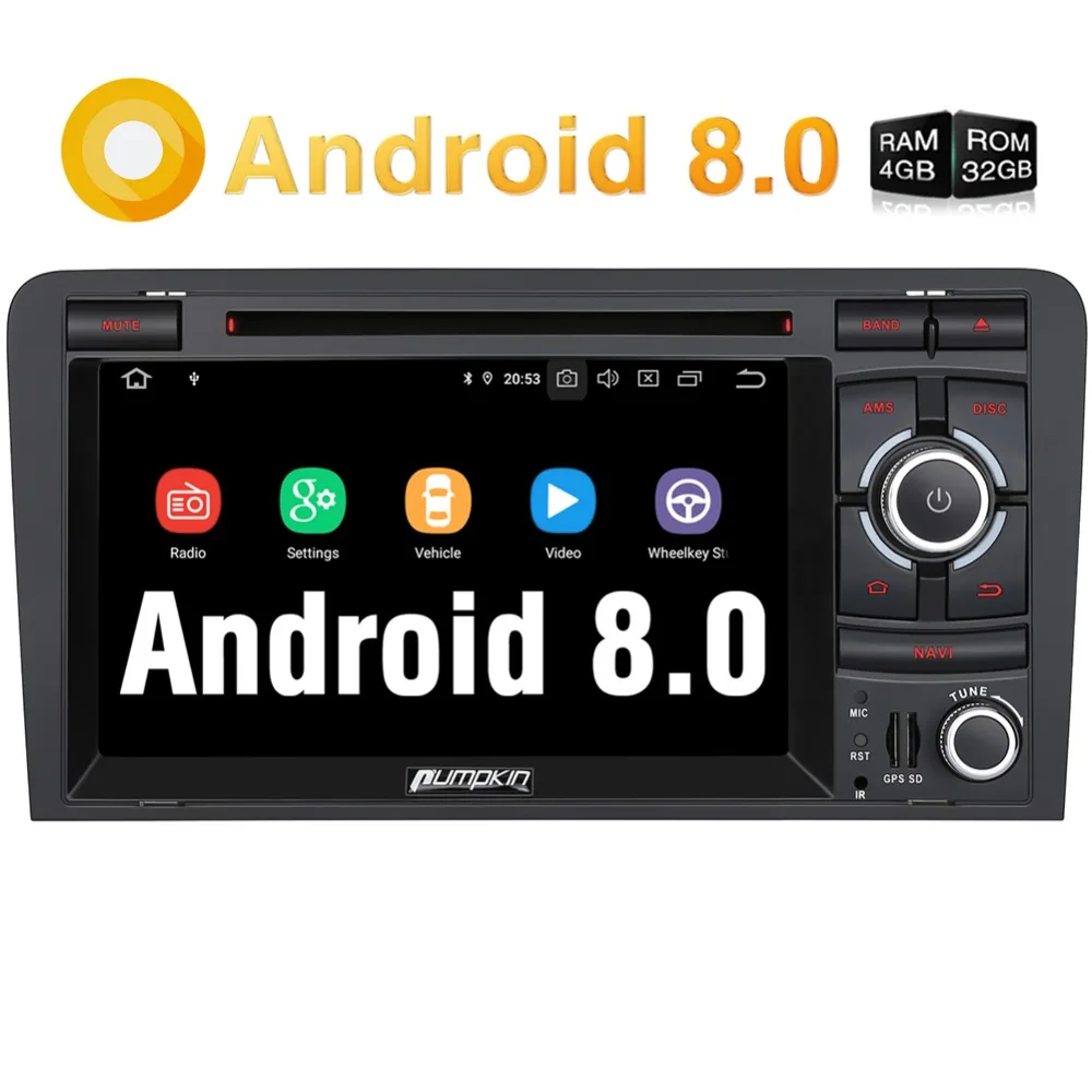 Тыква 2 Din 7''Android 8 0 Восьмиядерный 4 Гб + 32 ГБ автомобильный стерео GPS навигация
