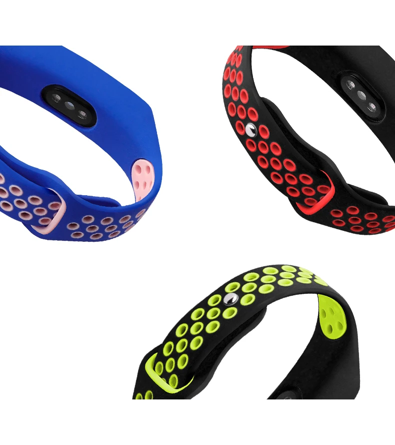 Силиконовый ремешок для huawei band 3/Redmi 3 pro двухцветный мягкий силиконовый Смарт Браслет сменный ремешок пористый вентиляции спортивный ремешок для часов