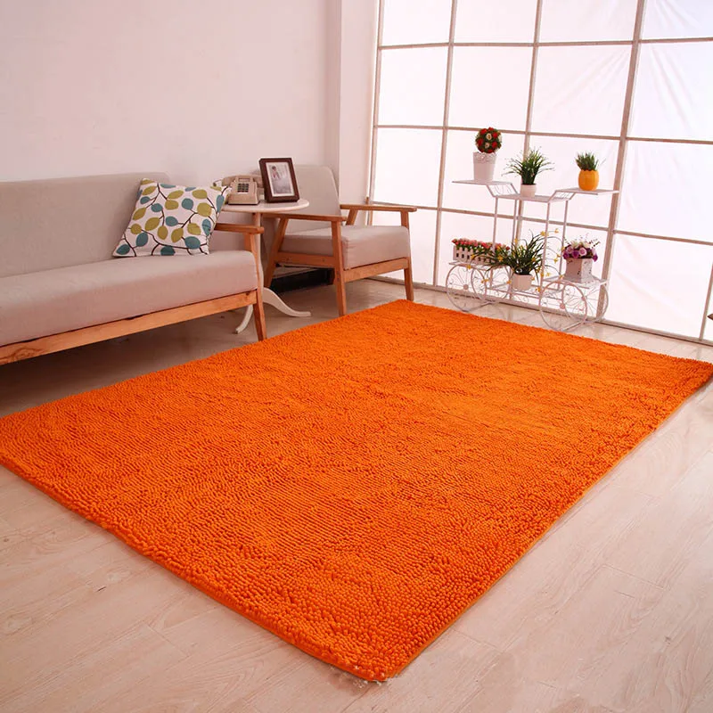 Orange Rugs 17-Цвет анти-скольжения ковры ткань с ворсом из шенили красный Ванная комната коврики для дома украшения Гостиная на коврике арабских цифр впитывающие коврики ковер - Цвет: Orange Rugs