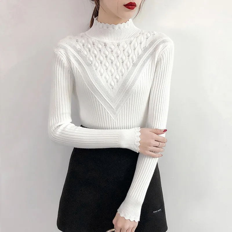 Новая мода Свитер с воротником Для женщин 2018 Повседневное осень тонкий теплый