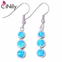cinily created blue fire opal silver plated wholesale hot sell for women jewelry dangle earrings 1 58 oh3699