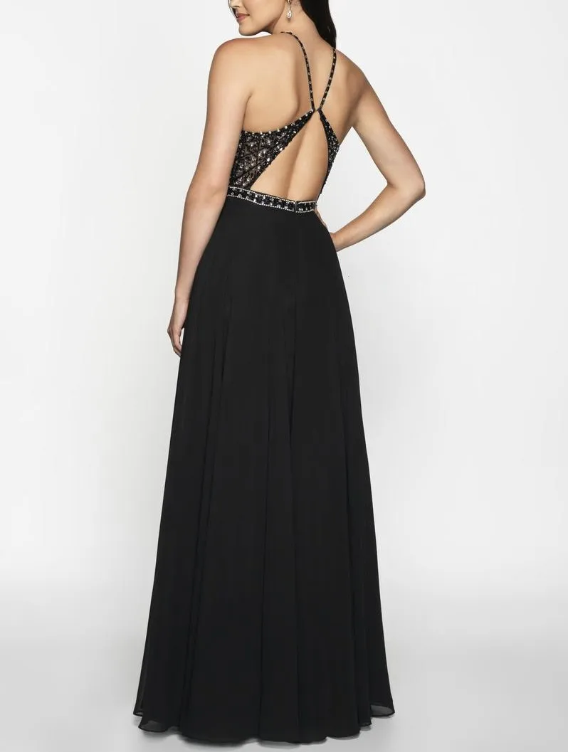 А-силуэта из шифона ярко-синее Выпускные платья с бисером на лифе Vestido de gala