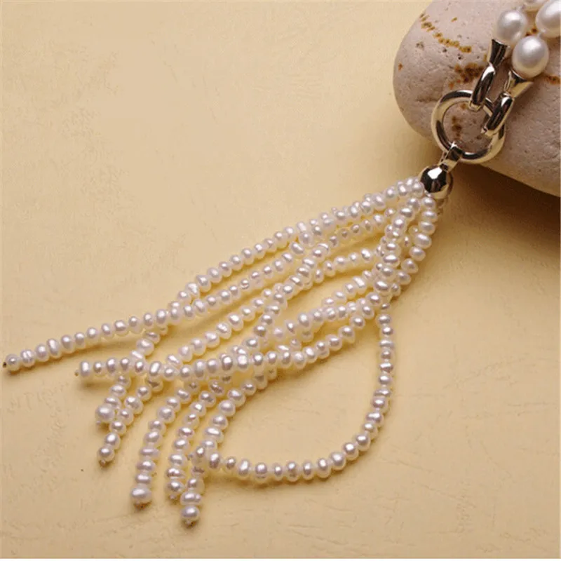 Новинка 2017 модное длинное жемчужное ожерелье YIKALAISI с кисточками серебро 925 пробы