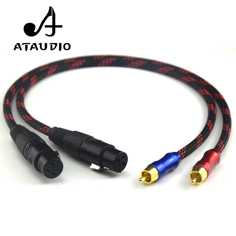 Аудиокабель ATAUDIO Hi Fi 2RCA с разъемом папа на 2XLR мама end 4N OFC двойной XLR RCA папа|audio