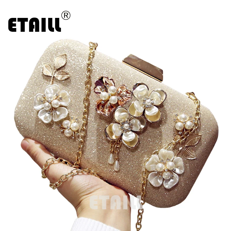 ETAILL роскошный клатч с кристаллами вечерняя сумочка золотыми розами вечерние