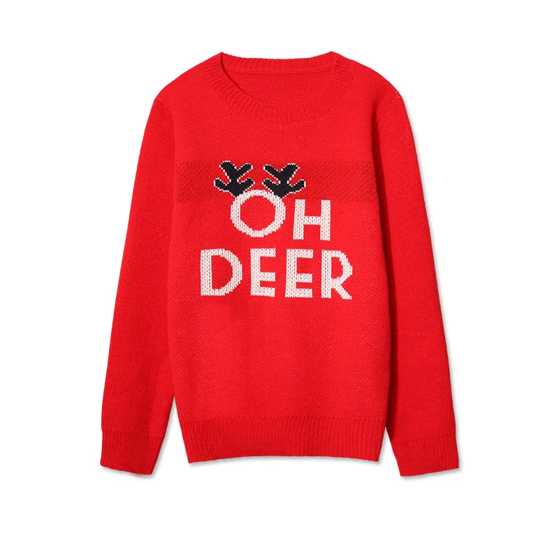 Oh Deer/праздничный семейный удобный свитер хлопковый осенний Рождественский с
