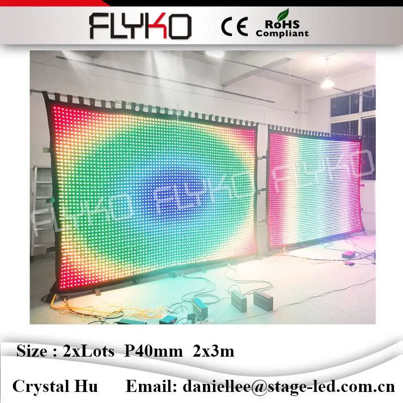 Гибкая светодиодная видеосъемка p40мм 2х6м ткань для вечеринки Прокат|led video curtain|led