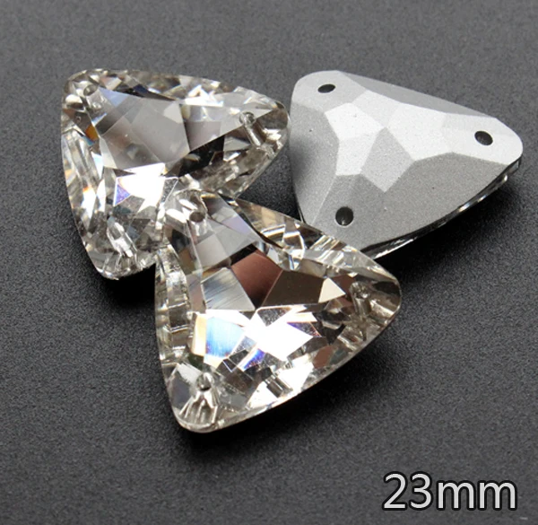 

36Pcs 23mm clear Crystal 3 Holes crystals glass beads Sew On Crystal Rhinestone sewing garment SjkjSjCr