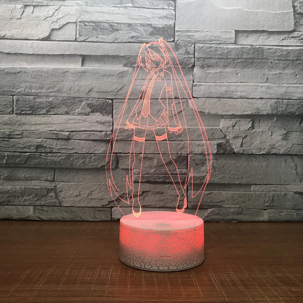 3D мультфильм хацумэ Мику LED RGB Ночник светильник 7 цветов Изменение Настольный