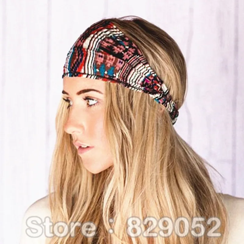 Boho однотонный комплект с эластичной резинкой широкая повязка на голову тюрбан для Для женщин из хлопка для девочек, для занятий спортом, йогой, повязки на голову, повязка на голову, повязка для волос аксессуары для волос