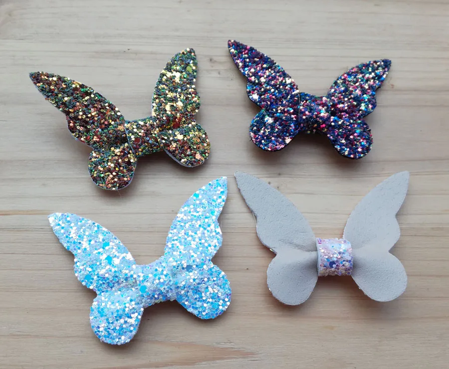 

Butterfly Leather Bows Girls Hair Bows For Newborn Girls Hair Accessories Headband 4 Colors 120Pcs/lot Flat Back