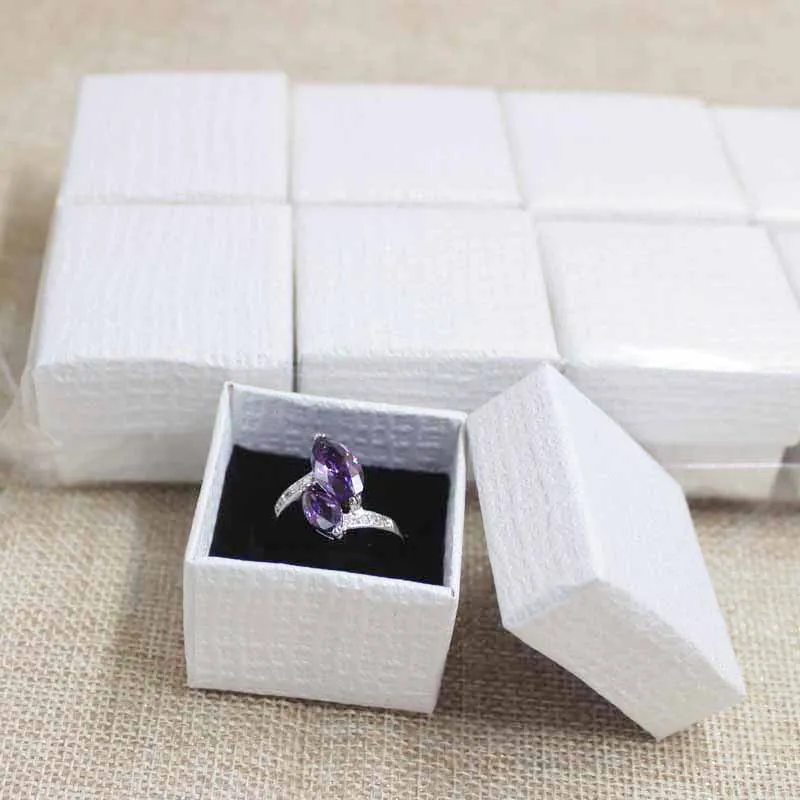 DIY пустой фиолетовый/белый/розовый ювелирный ящик кольцо diaplay box. Красивая картонная коробка для колец с губкой внутри 10 шт в партии 4*4*3 см