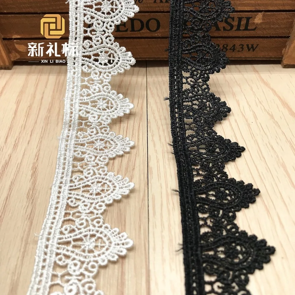 

15Yards Black White Water Soluble Appliques DIY Clothing Lace Trims Handmade Sewing Lace Accessories Wedding Party Dress