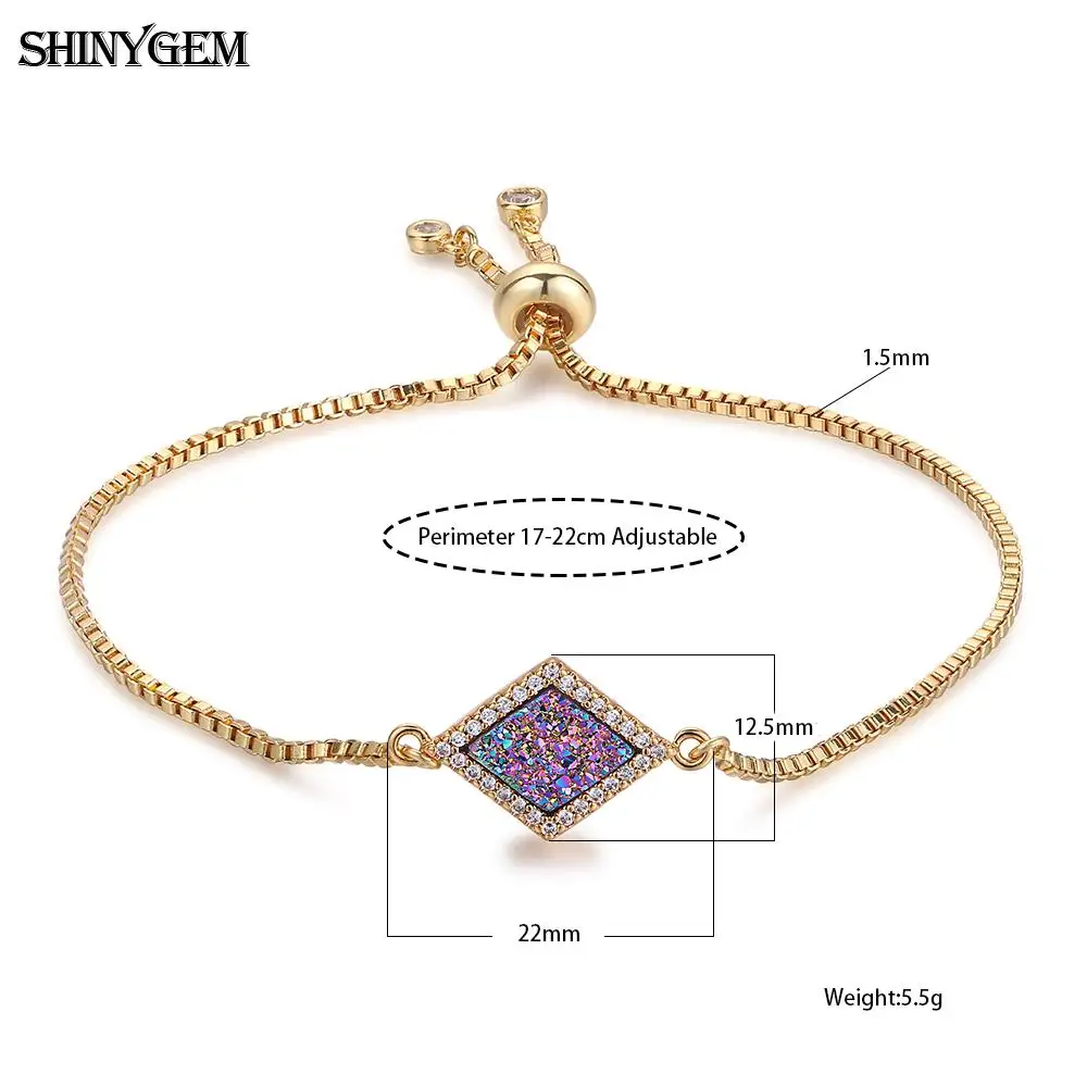 Женский браслет с натуральным камнем ShinyGem блестящий Радужный Браслет фианитами