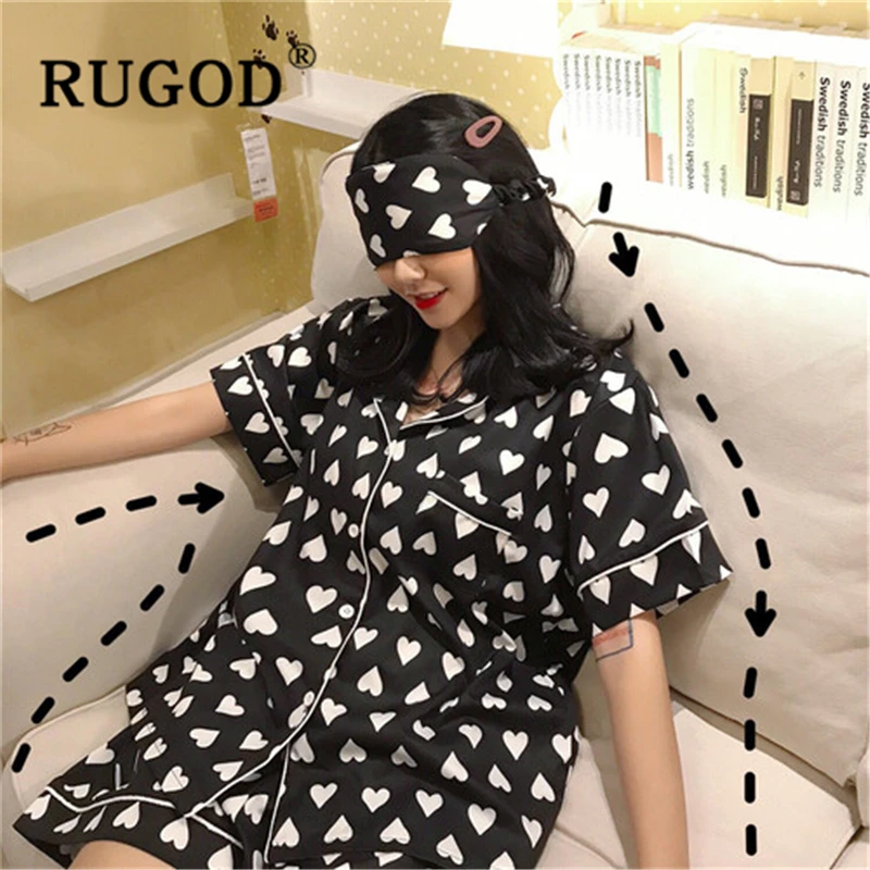 RUGOD/Лидер продаж корейские женские пижамы модные с принтом сердца костюмы для