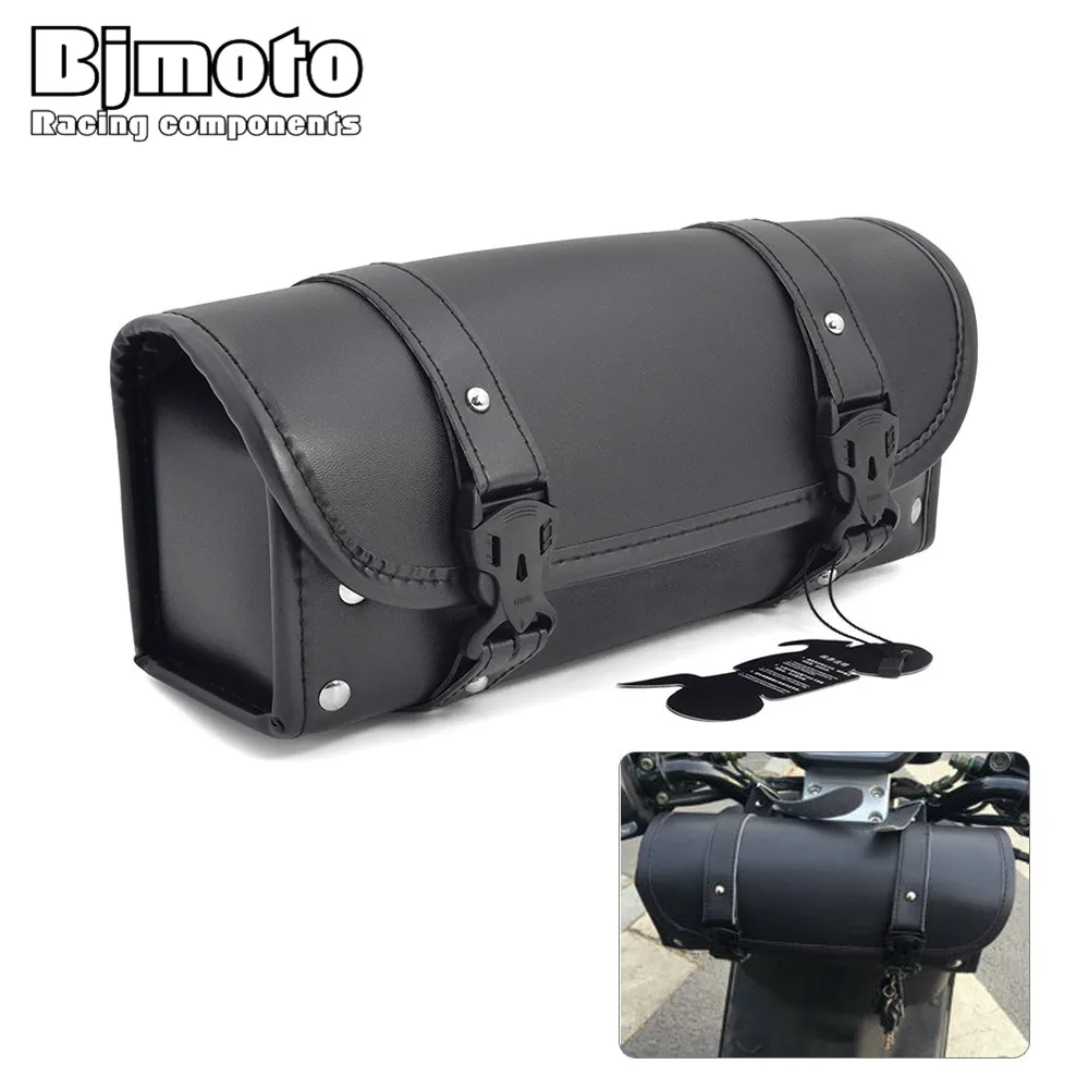 

BJMOTO Universal Motorcycle Bag Saddle Side PU Leather Luggage Bag Storage Tool Pouch For Harley Cruiser Touring Saddlebag Bike